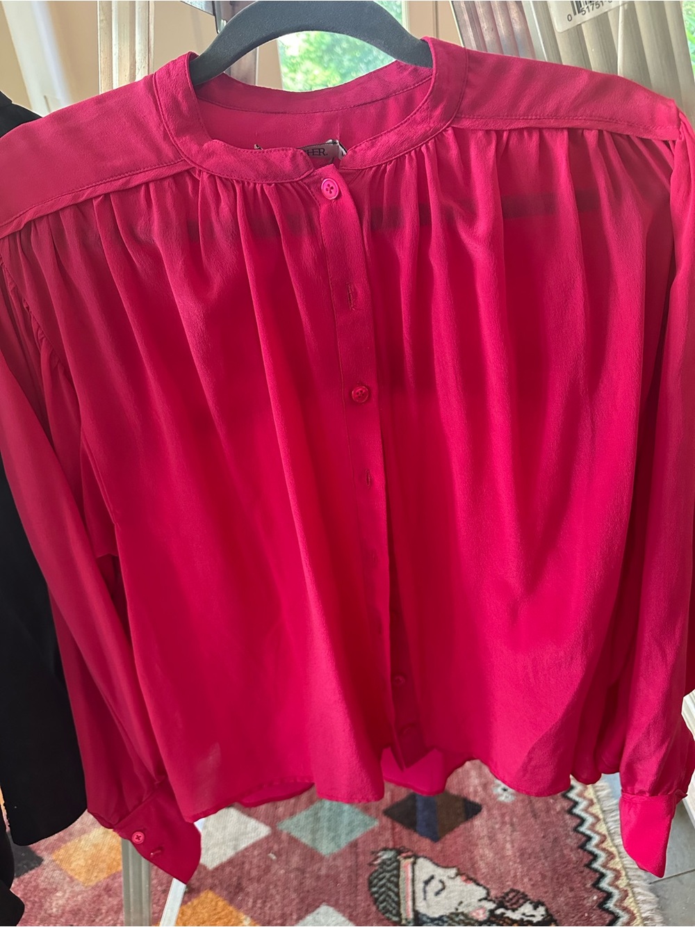 Button-Front Blouse in Vibrant Hot Pink